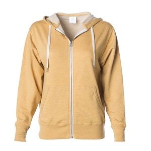 French Terry full zip hoodie Sz Unisex Large in Golden wheat heather